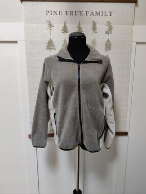 Simply Basic Vintage Fleece Jacket Taupe Hummingbird Floral Embroidery - Small